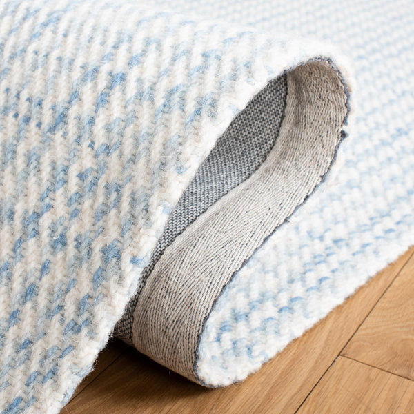 Gracie Oaks Earie Handmade Flatweave Wool Blue/Ivory Rug Wayfair